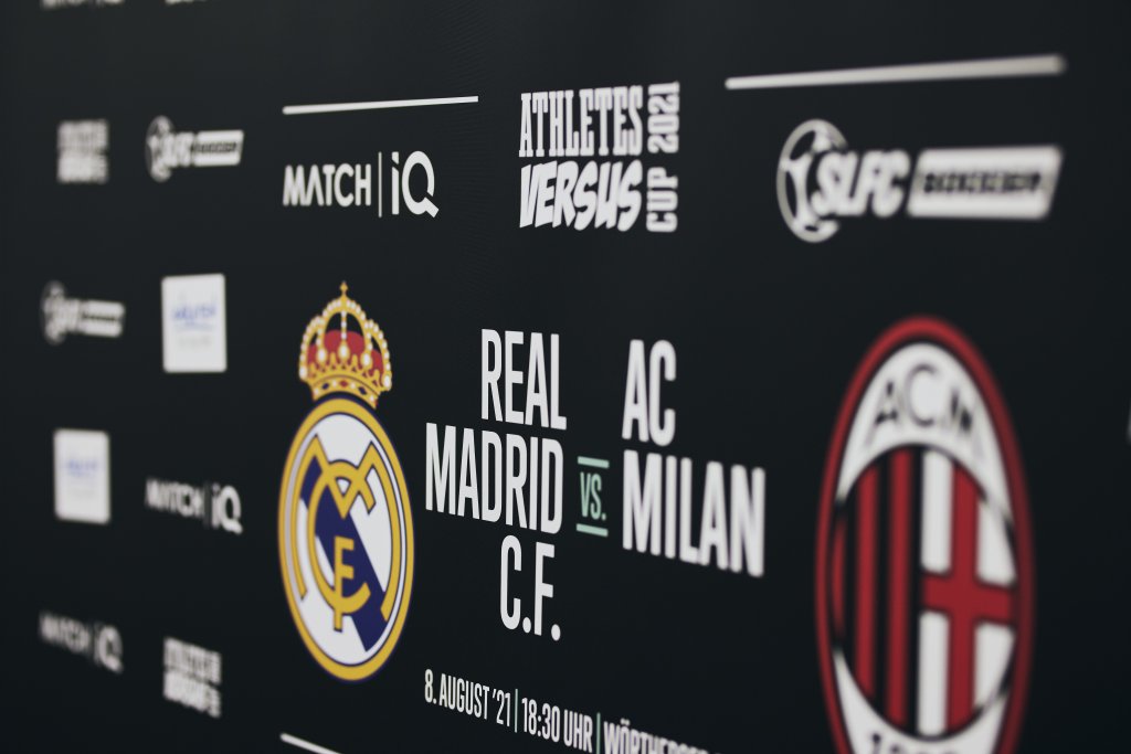 Referenzfoto von Match IQ und Athletes Versus für Hüfner Design beim Athletes Versus Cup von Real Madrid und AC Milan.